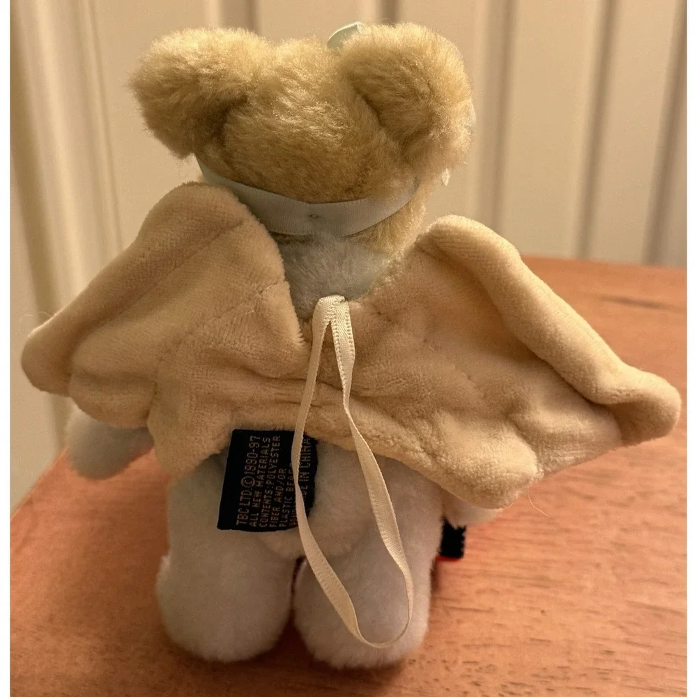 Plush‎ Boyds Bear Baby Blue Tan Jointed Plush Angel Ornament Tags Vintage